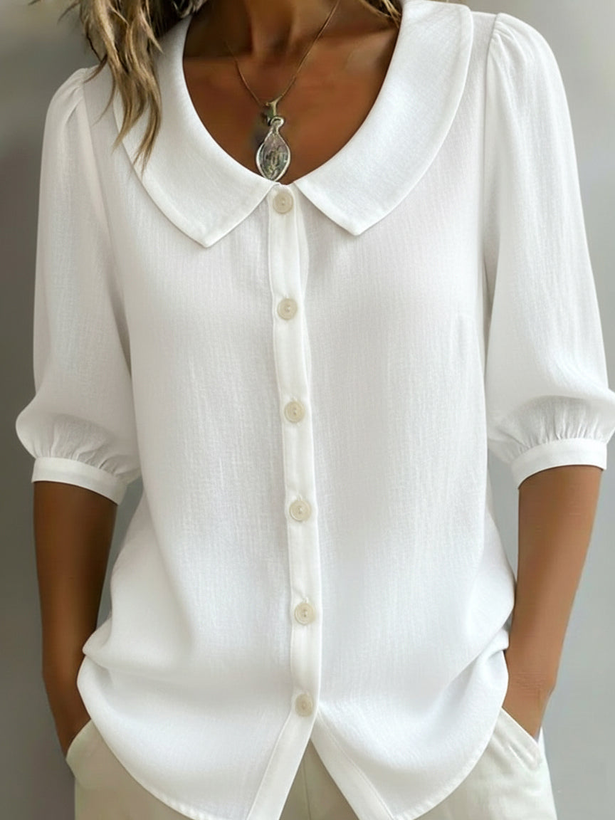 💝💝Retro Peter Pan Collar Button-up Cotton Shirt