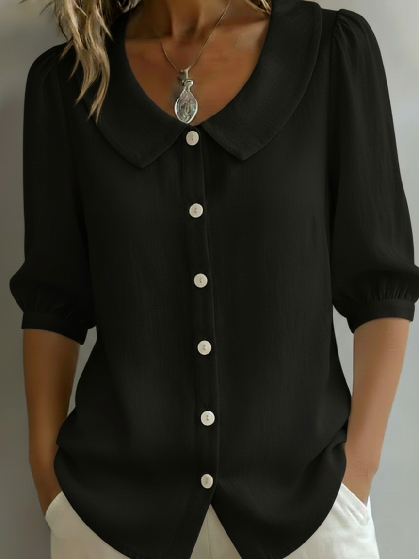 💝💝Retro Peter Pan Collar Button-up Cotton Shirt