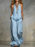 Women's Striped Ruffled Art Casual Top And Pants Stylish Cotton Suits