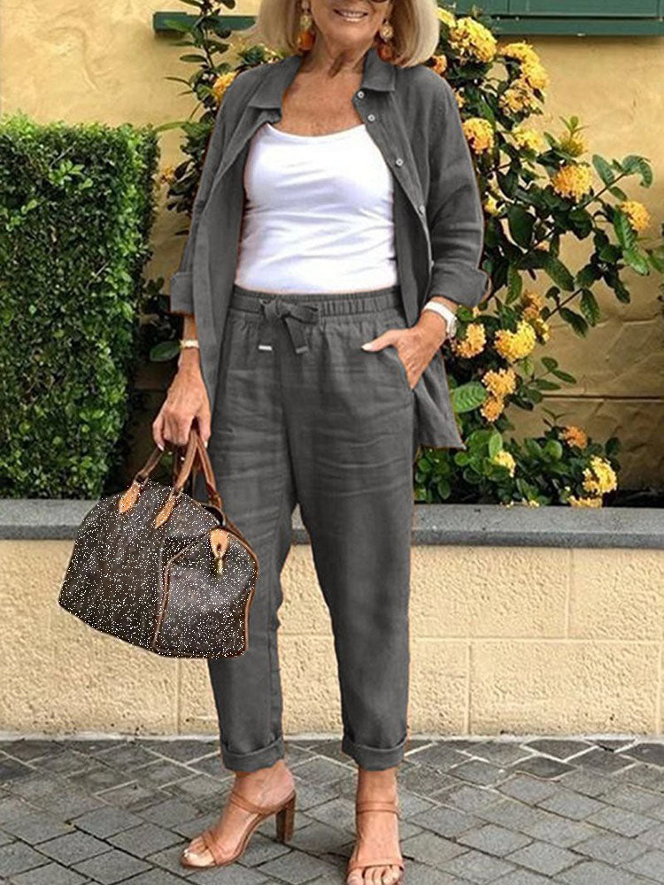 ✨✨Solid Cotton Linen Women Suits  Casual