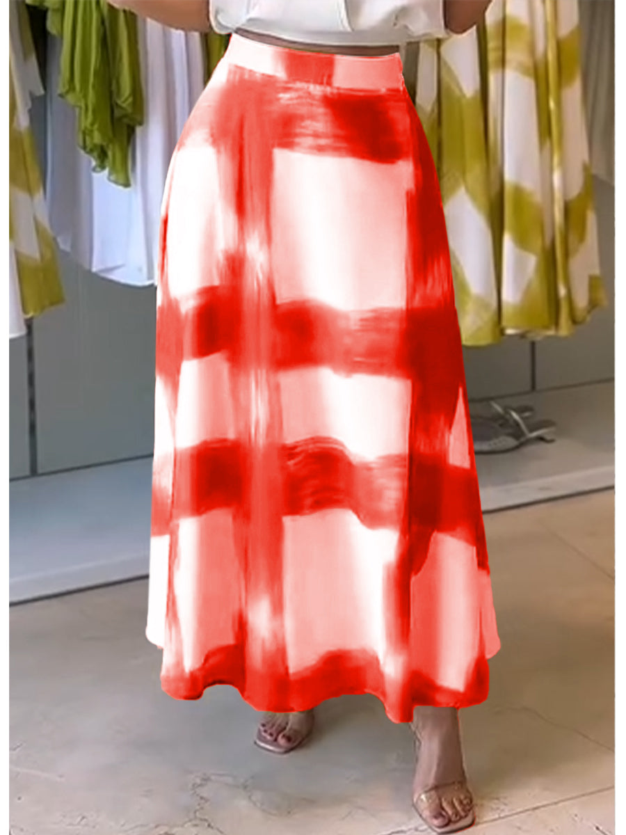 ✨✨Women's Brushstroke Print Cotton and Linen Skirt
