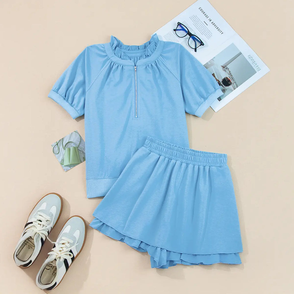 💝💝Shewin 2026 SummerVibes Blouses Women's Knit Fabric Soft With Pockets Ruffle Details for Casual Wear