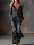 ✨ Free Shipping✨Women's Lapel Long-sleeved Casual Loose Hooded Denim Jumpsuit