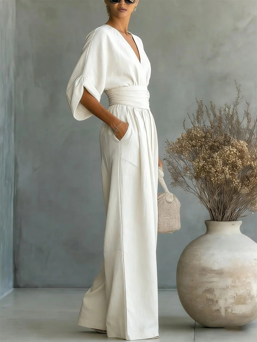 Essential V-neck Waist Jumpsuit
