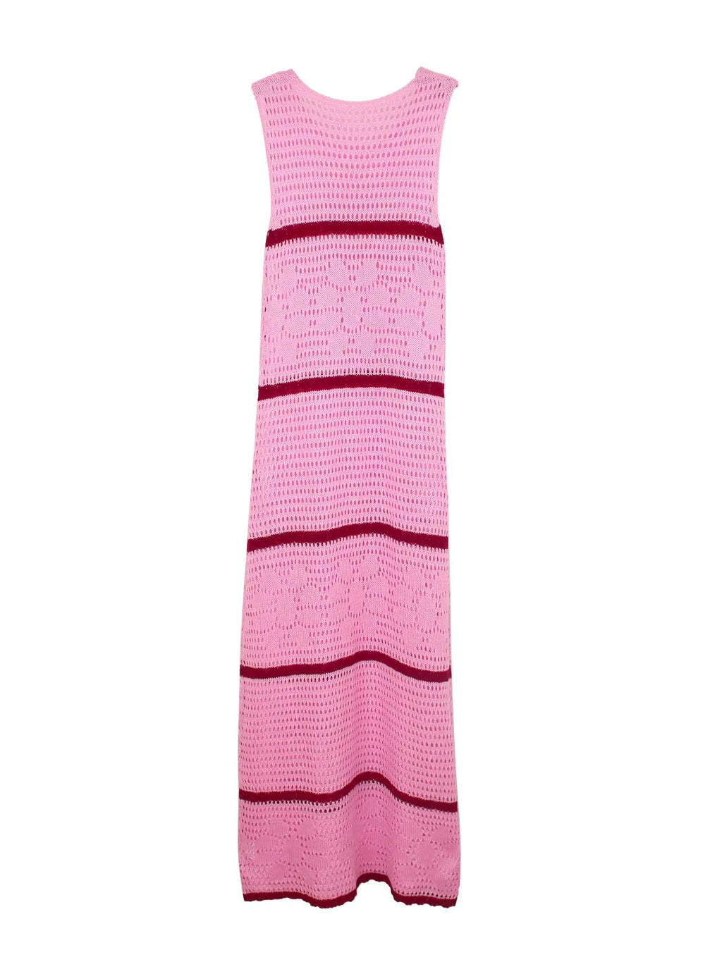 Women's Colorblock Crochet Sweater Dress, Casual Sleeveless Fitted Knitwear for Summer, Fashion Women's Clothing for Daily Wear, Womenswear, Piece