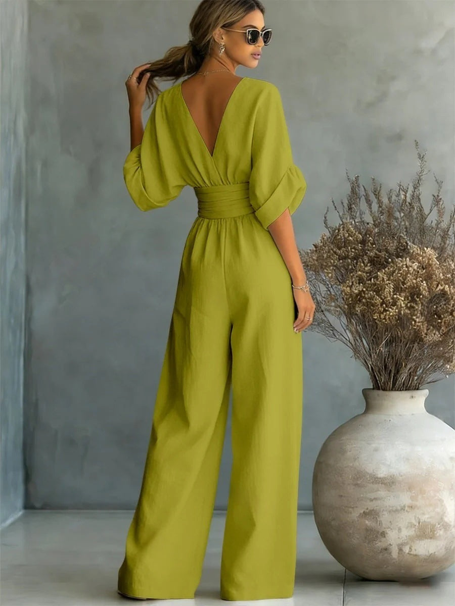 Essential V-neck Waist Jumpsuit