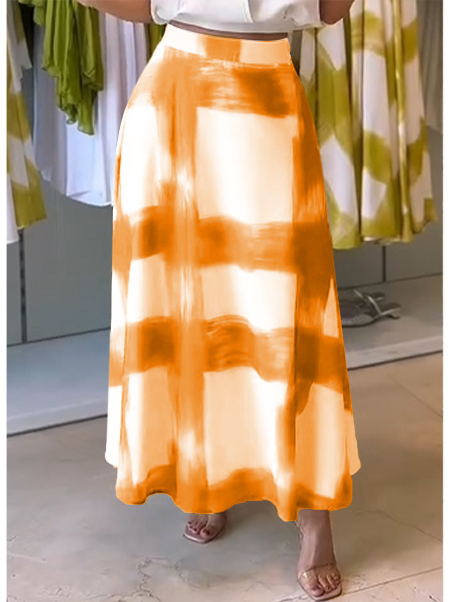 ✨✨Women's Brushstroke Print Cotton and Linen Skirt