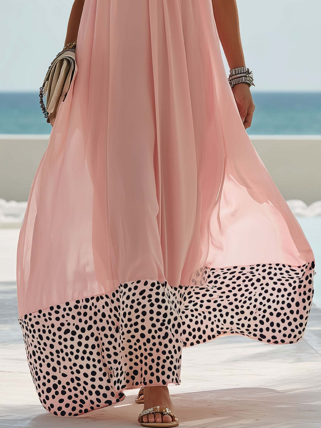 🌸 Women’s Polka Dot Maxi Dress 👗💖 Elegant Cotton Linen Style
