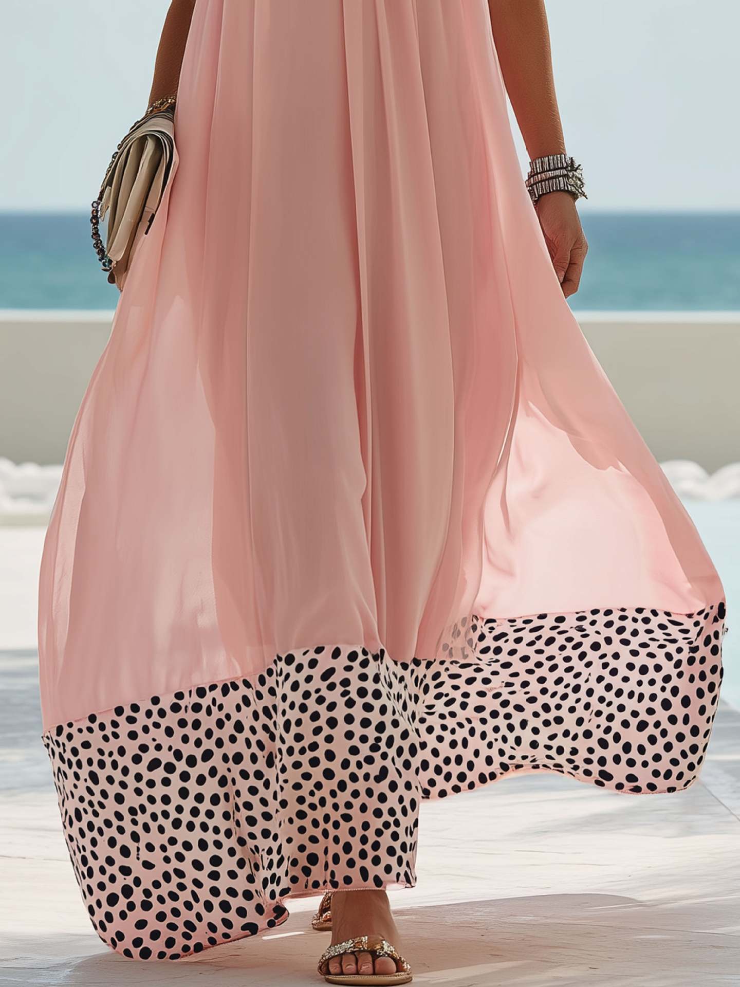 🌸 Women’s Polka Dot Maxi Dress 👗💖 Elegant Cotton Linen Style