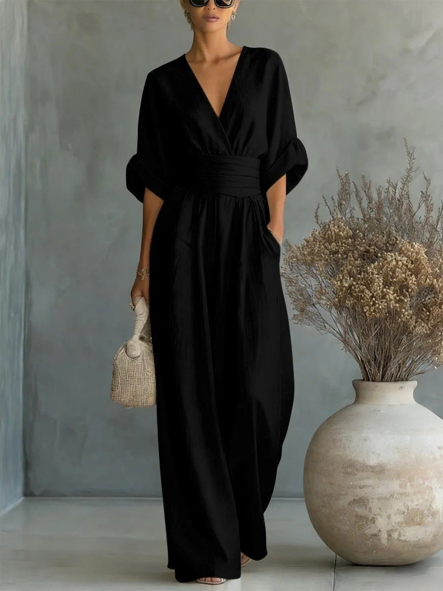 Essential V-neck Waist Jumpsuit