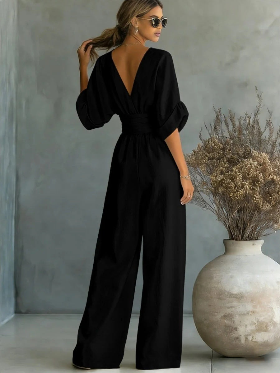 Essential V-neck Waist Jumpsuit