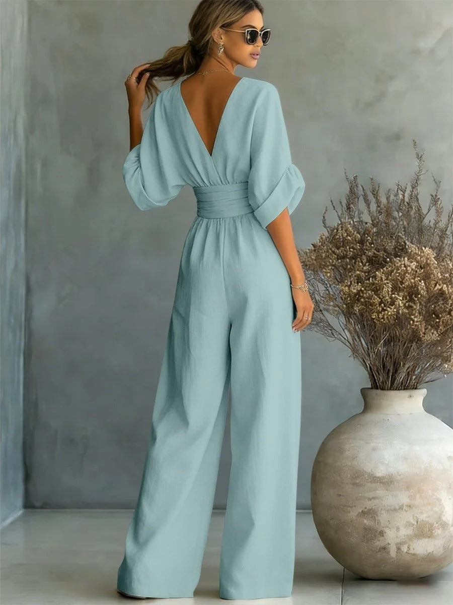 Essential V-neck Waist Jumpsuit