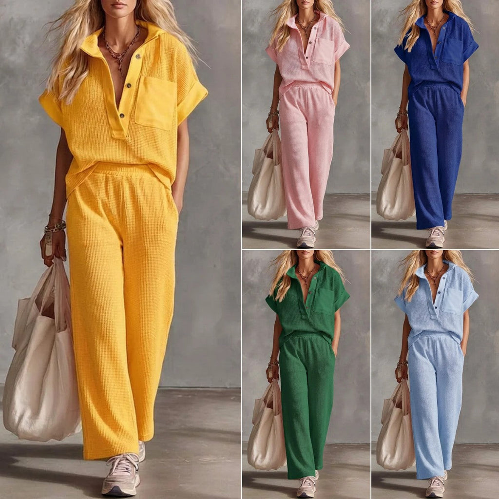 👕🏃‍♀️ Casual Sports Waffle Knit Cotton Two-Piece Set – Comfy & Stylish! ✨
