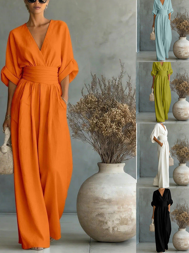 Essential V-neck Waist Jumpsuit