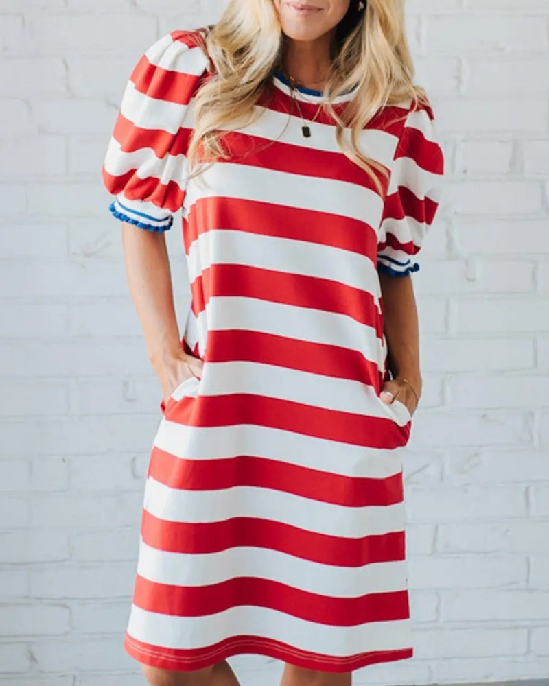 🌷🌷Women's Summer Striped Shift Mini Dress