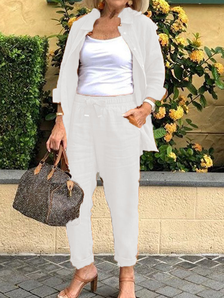✨✨Solid Cotton Linen Women Suits  Casual