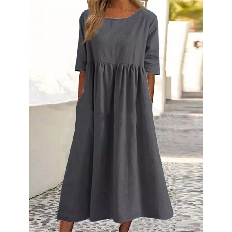 🌸 Cotton Linen Casual Midi Dress 🎉 Limited Time Deal