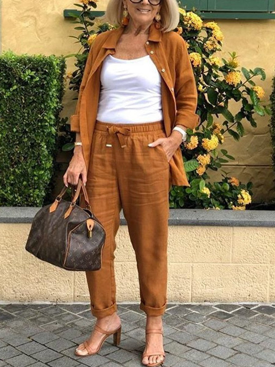 ✨✨Solid Cotton Linen Women Suits  Casual