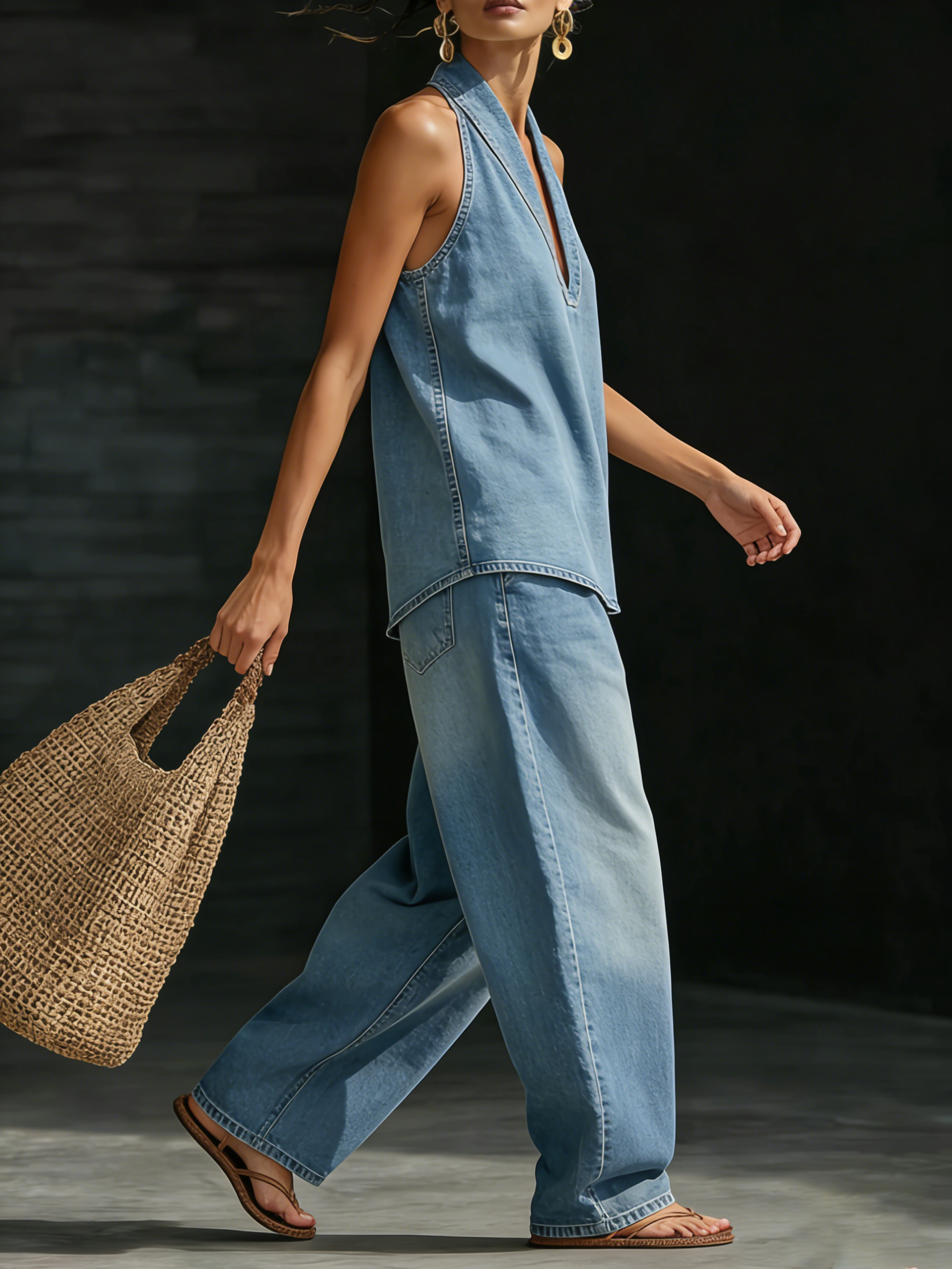 💝💝Cozy Minimalist Two-piece Denim Set
