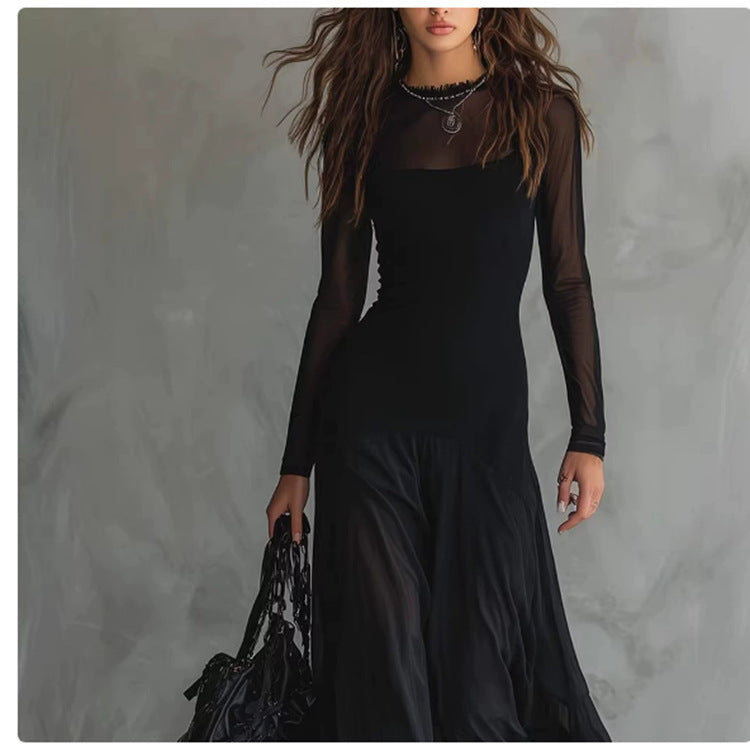 ✨ Free Shipping✨Elegant Mesh Sheer Multi-layered Stretch Maxi Dress