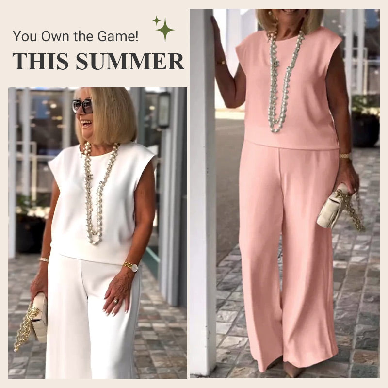 🎉🎉Women's Crew Neck Sleeveless Top and Pants Set