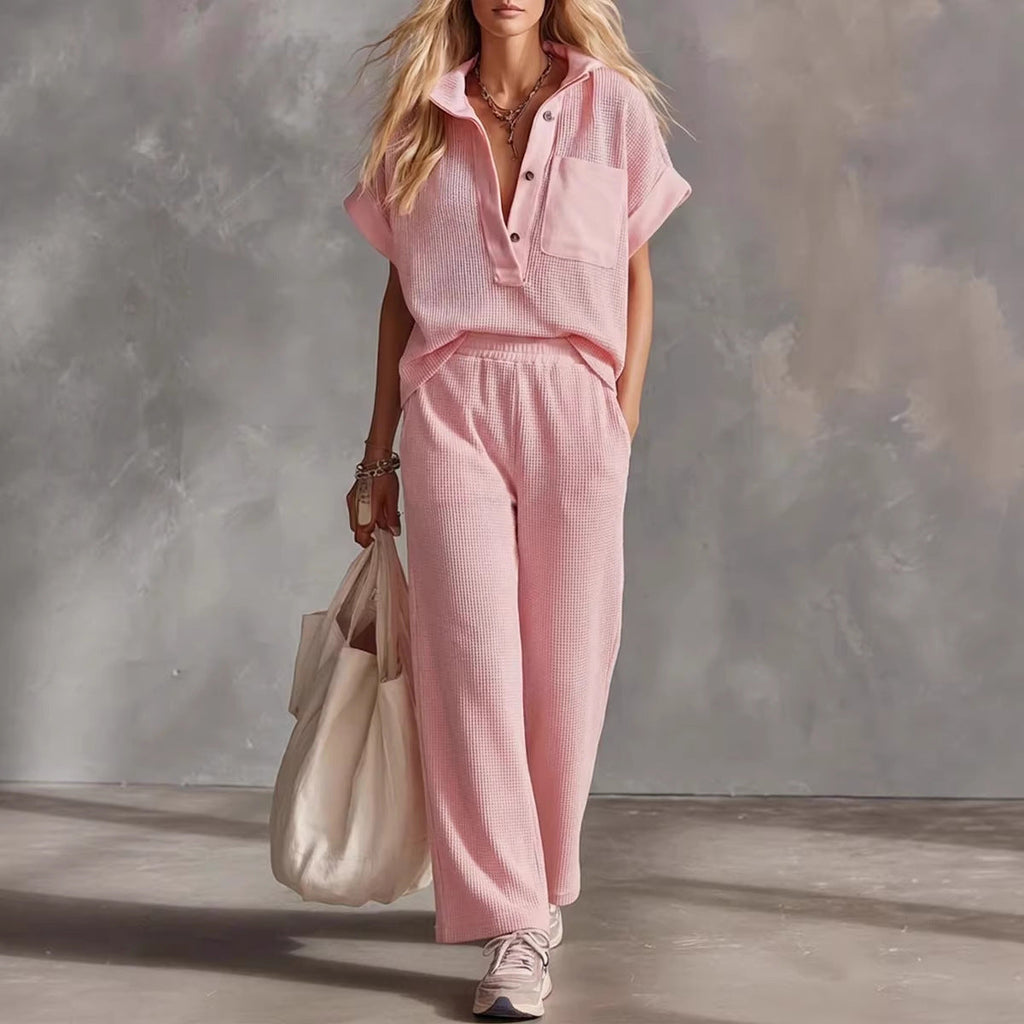 👕🏃‍♀️ Casual Sports Waffle Knit Cotton Two-Piece Set – Comfy & Stylish! ✨