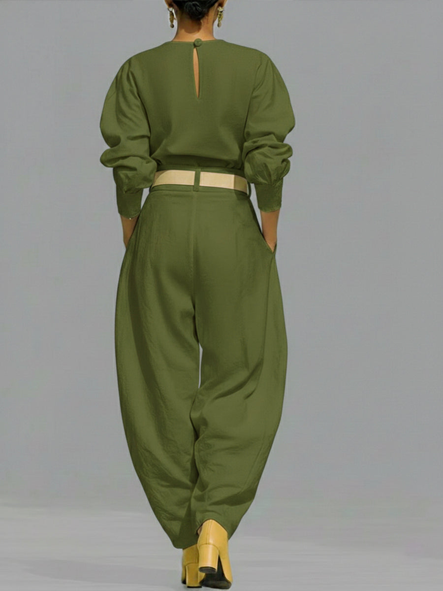 ✨ Free Shipping✨Casual And Cotton Crew-neck Shirt And High-waisted Tapered Trousers