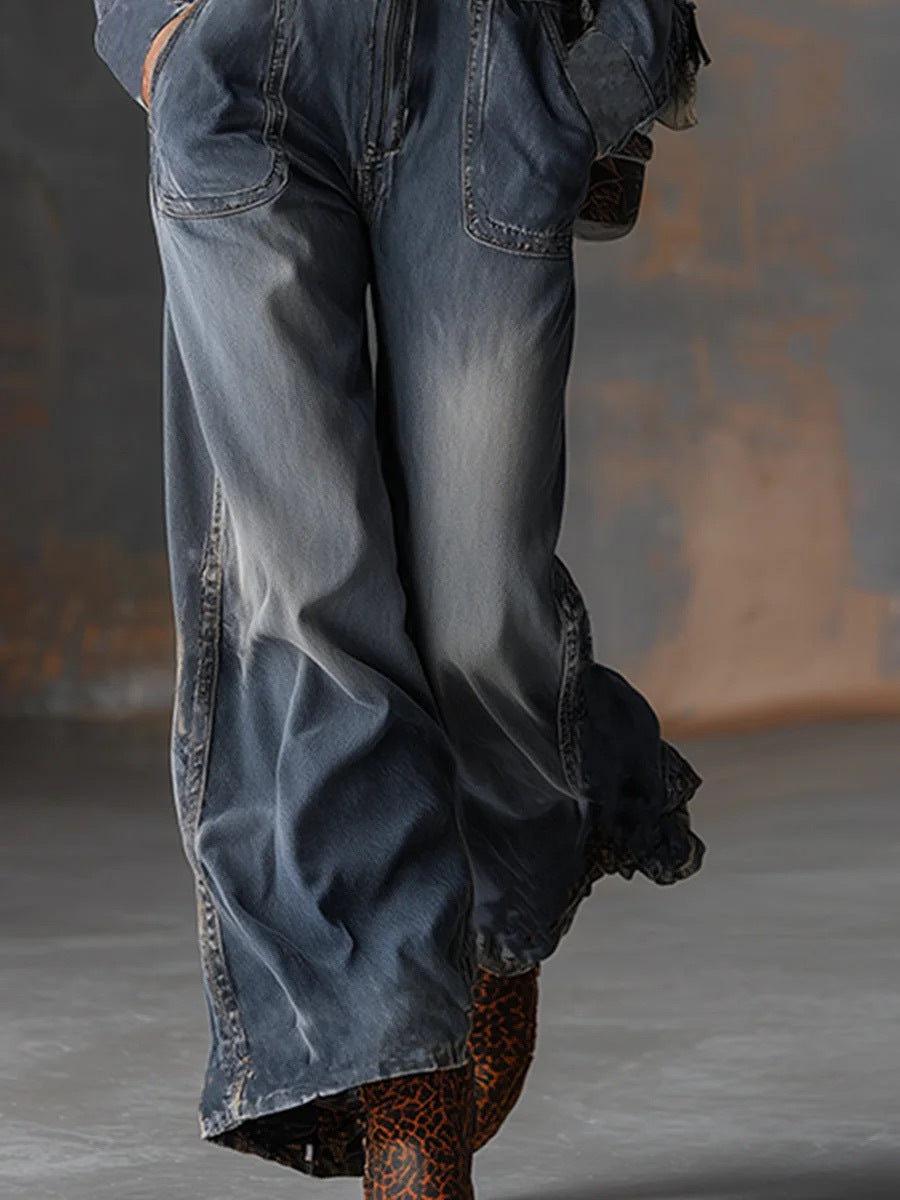 ✨ Free Shipping✨Women's Lapel Long-sleeved Casual Loose Hooded Denim Jumpsuit