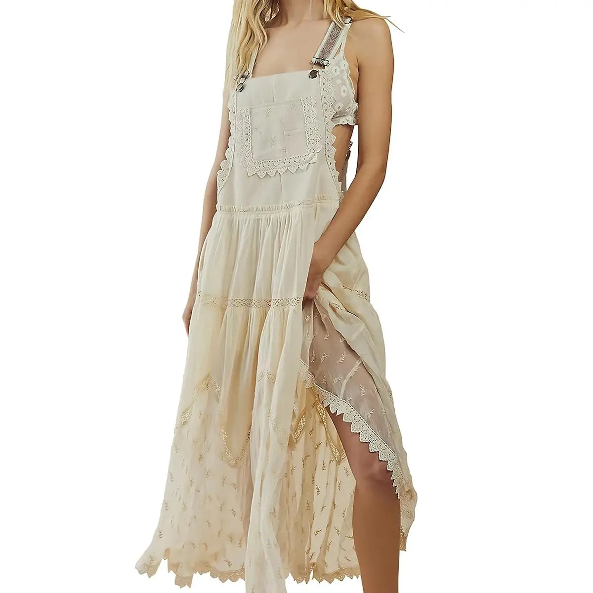 👗✨ Women’s Summer Lace Tulle Maxi Dress – Flared & Adjustable 👗✨
