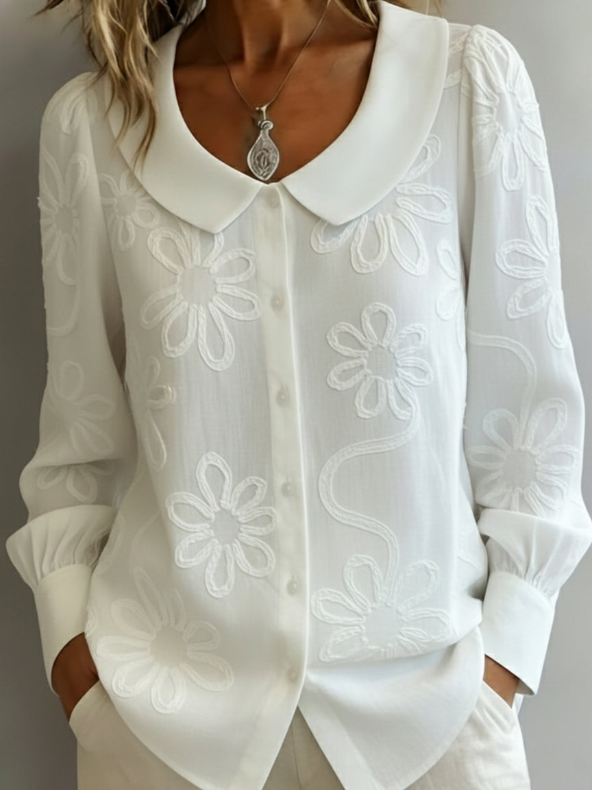 ✨✨Vintage Peter Pan Collar Embroidered Floral Shirt