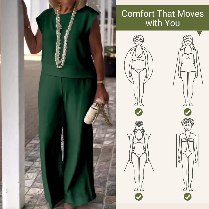 🎉🎉Women's Crew Neck Sleeveless Top and Pants Set