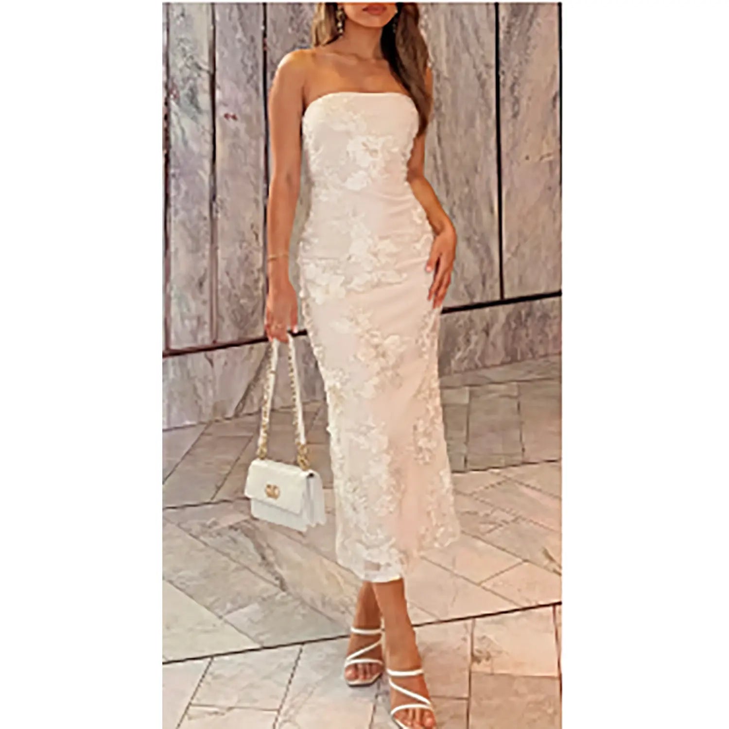 👗✨ Women’s Summer Strapless Floral Midi Dress – Bodycon Party & Wedding 2026 👗✨