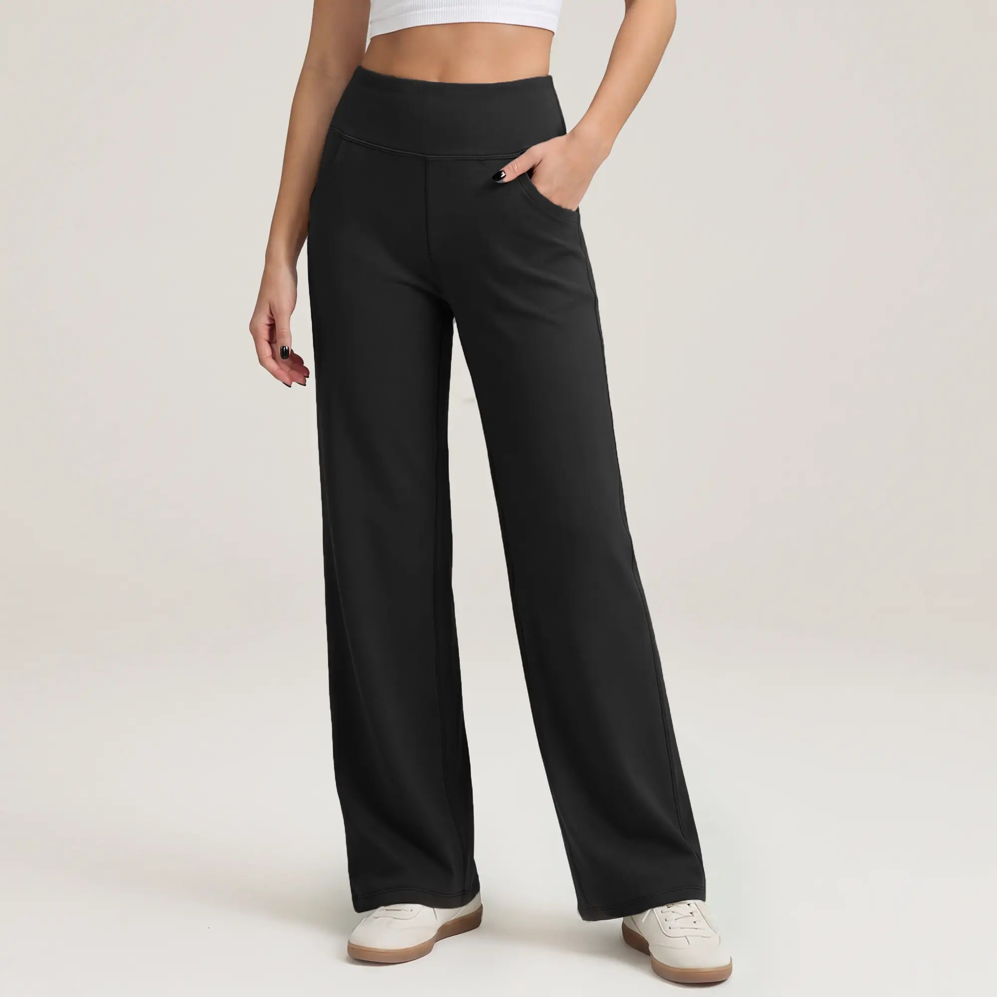 💝💝ESOFT Wide Leg Casual Pants, Women High-Waisted Yoga Pants with Pockets