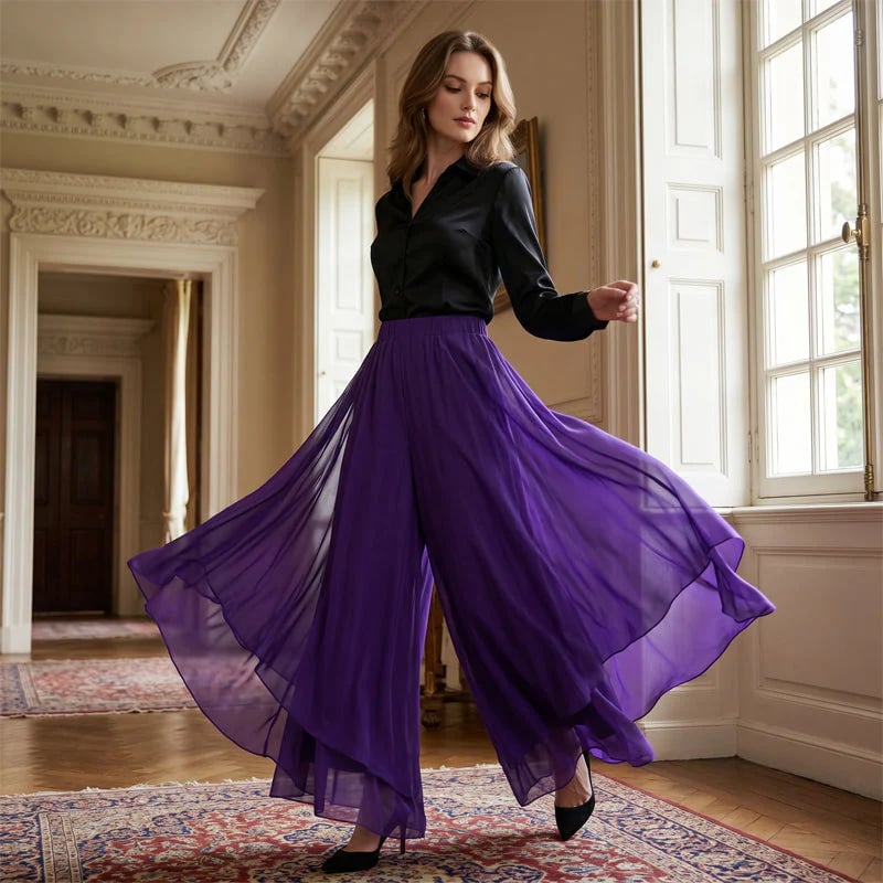 📦📦LAST DAY SAVE 49% ⏰Women's Asymmetrical Chiffon Wide-Leg Pants