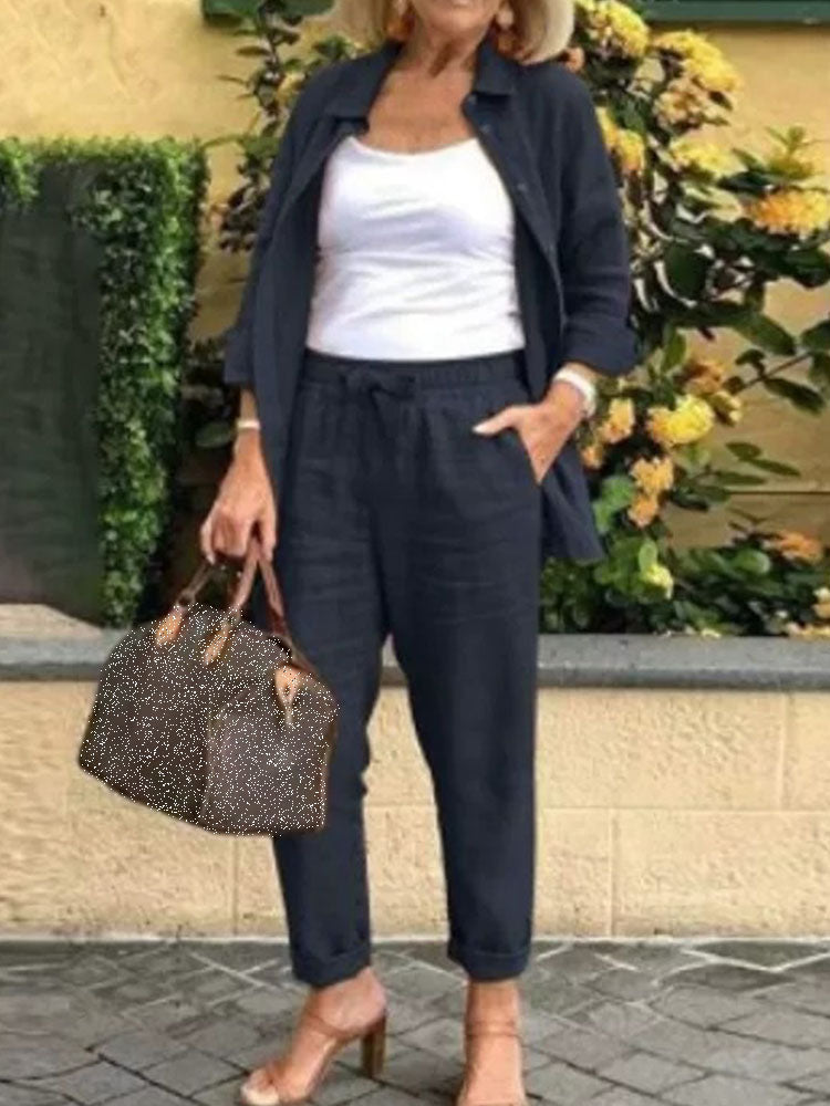 ✨✨Solid Cotton Linen Women Suits  Casual
