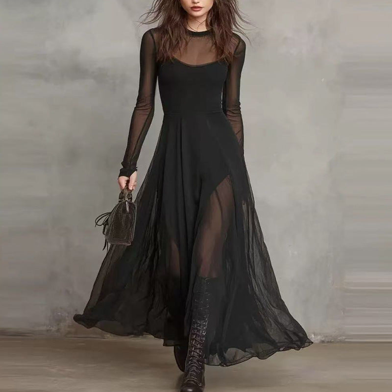 ✨ Free Shipping✨Elegant Mesh Sheer Multi-layered Stretch Maxi Dress