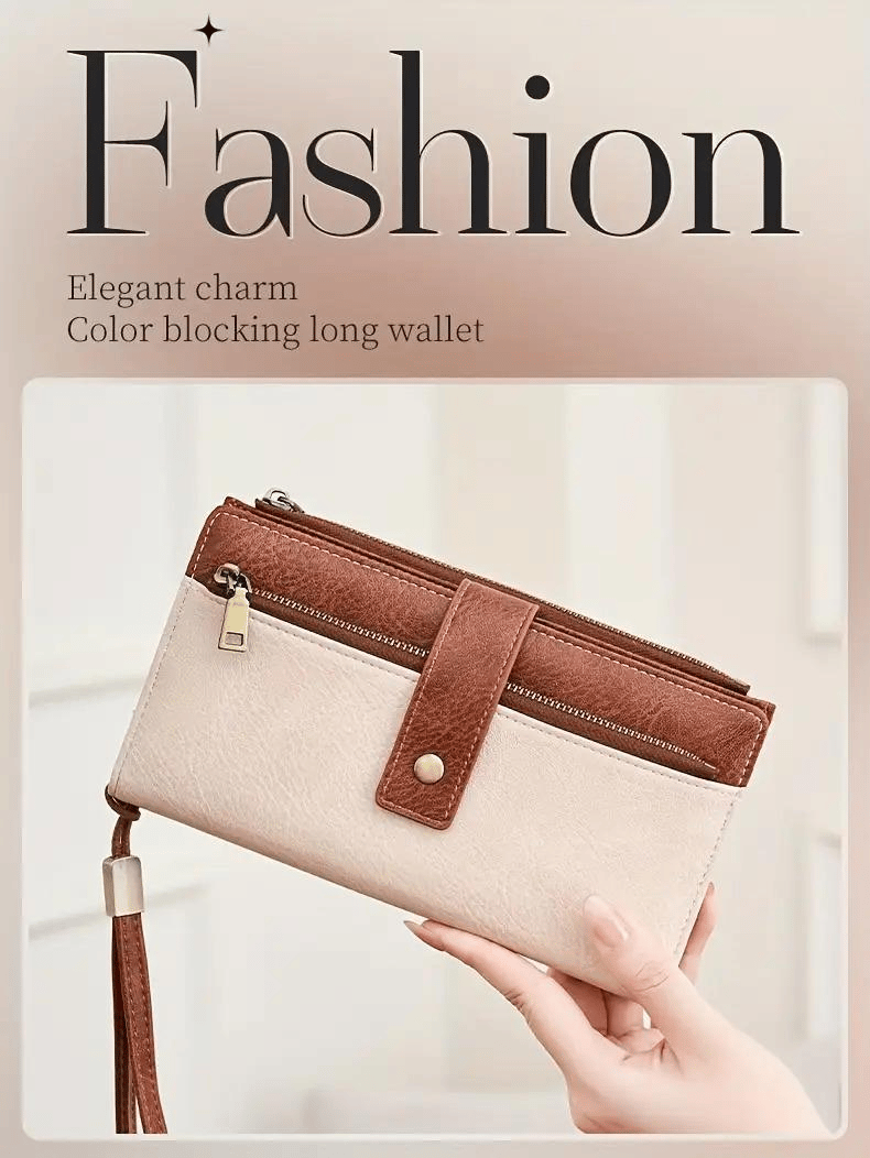 🌷Women's long wallet, stylish clutch, elegant solid color RFID blocking leather wallet👛