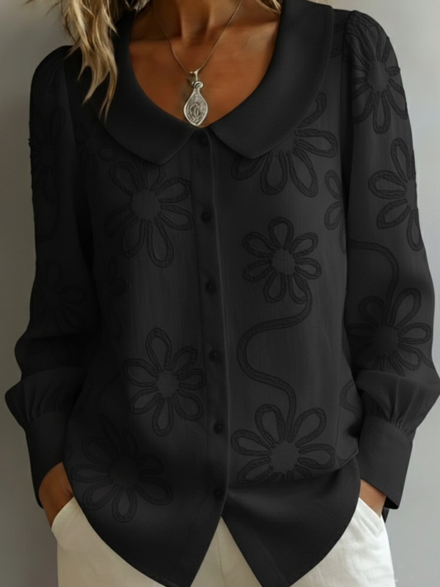 ✨✨Vintage Peter Pan Collar Embroidered Floral Shirt
