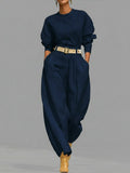 ✨ Free Shipping✨Casual And Cotton Crew-neck Shirt And High-waisted Tapered Trousers