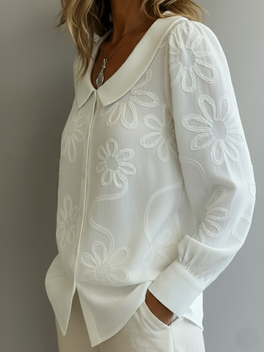 ✨✨Vintage Peter Pan Collar Embroidered Floral Shirt