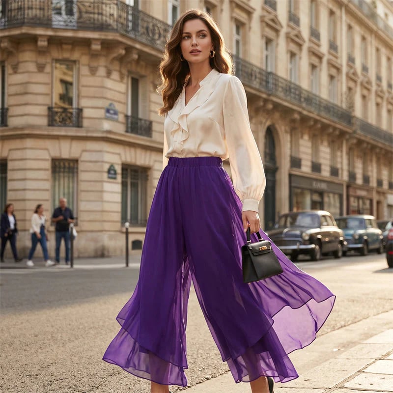 📦📦LAST DAY SAVE 49% ⏰Women's Asymmetrical Chiffon Wide-Leg Pants