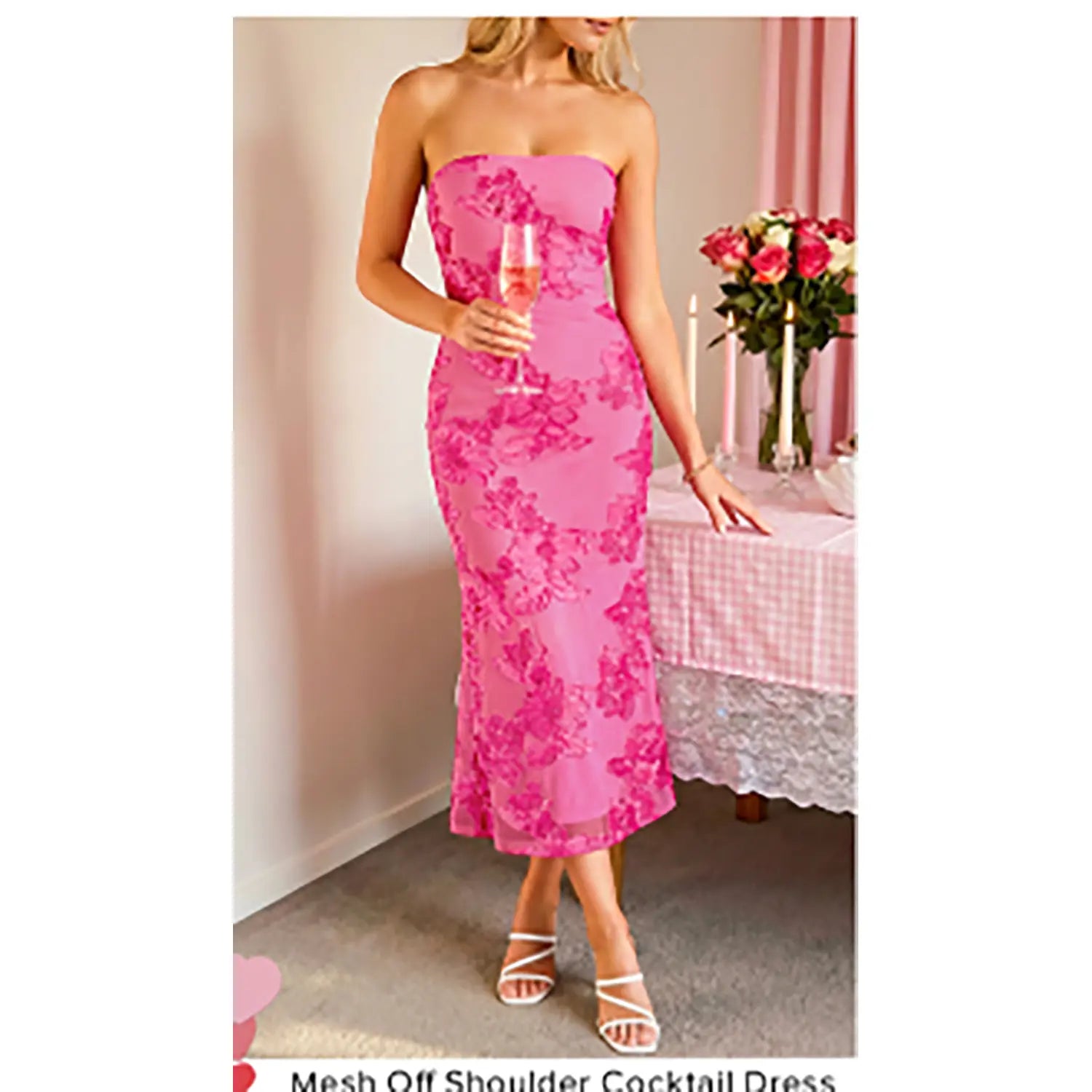 👗✨ Women’s Summer Strapless Floral Midi Dress – Bodycon Party & Wedding 2026 👗✨