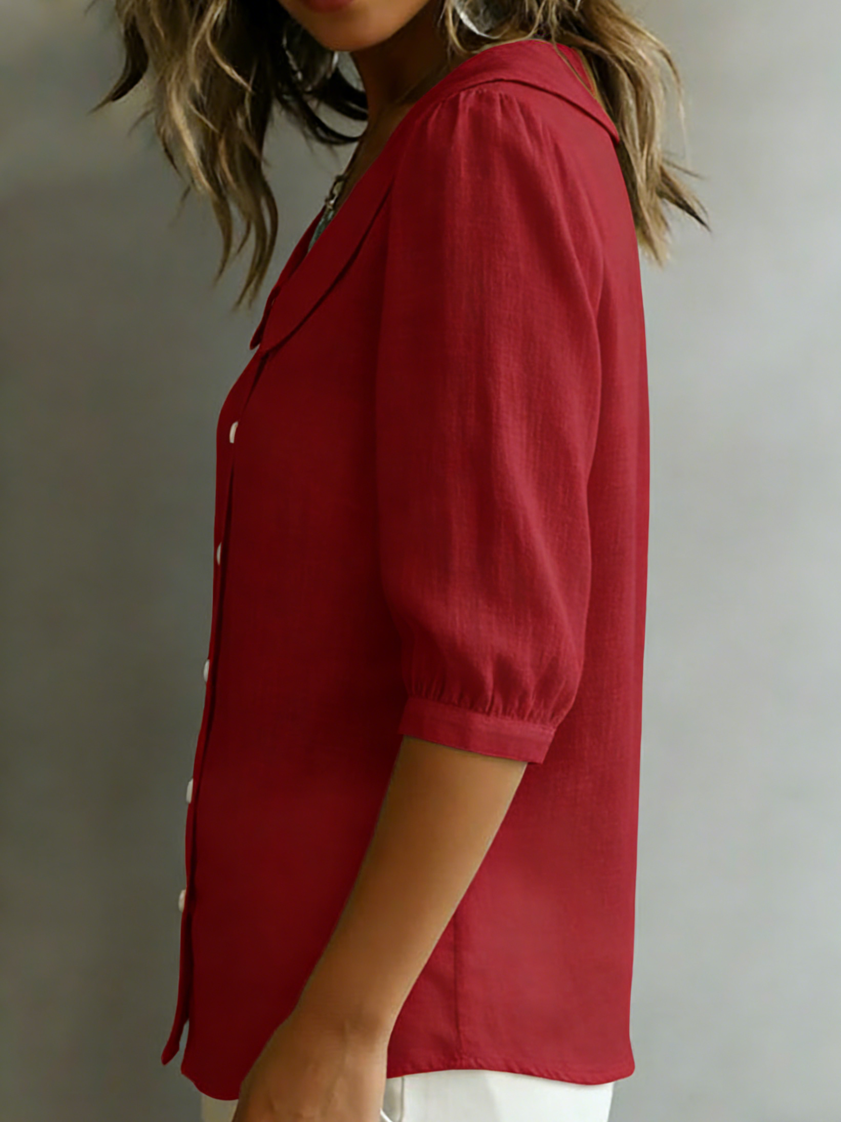 💝💝Retro Peter Pan Collar Button-up Cotton Shirt