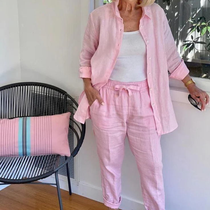 ✨✨Solid Cotton Linen Women Suits  Casual