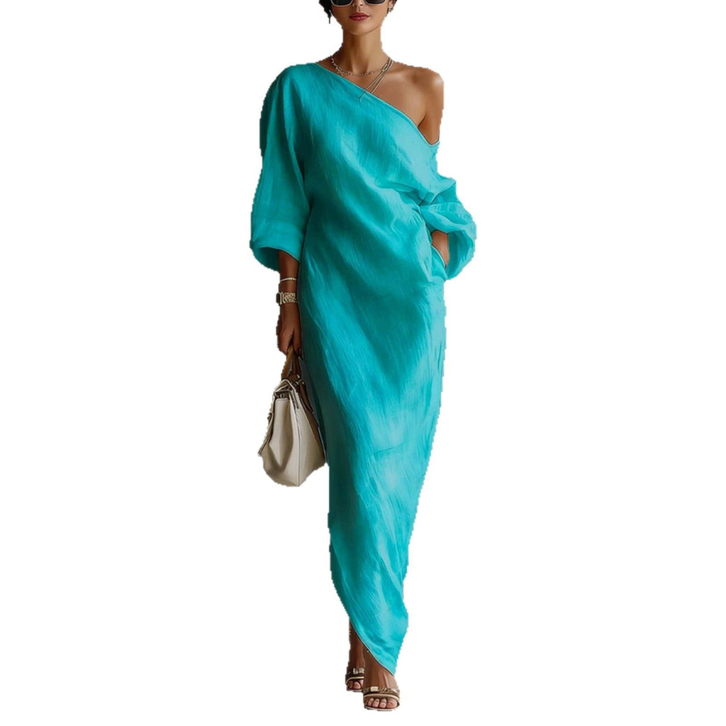 🌷🌷Women's Artistic Print One-shoulder Maxi Dress