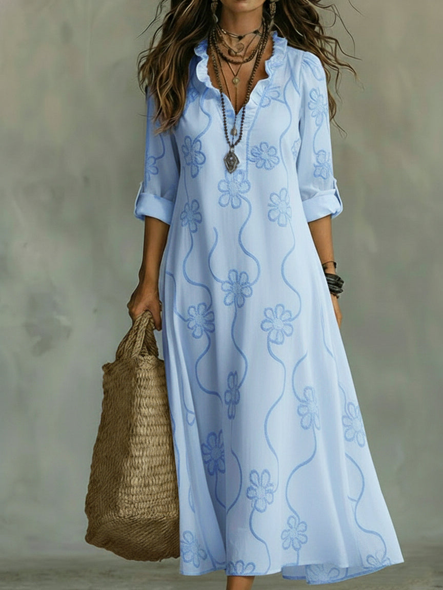 ✨ Free Shipping✨Retro Ruffled Collar Floral A-line Dress