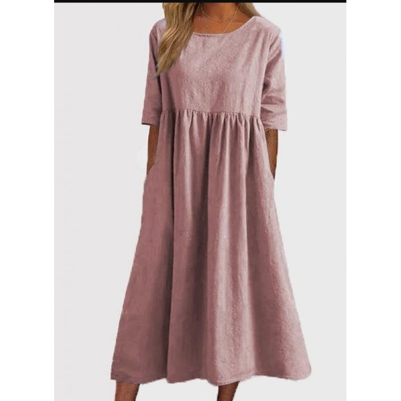 🌸 Cotton Linen Casual Midi Dress 🎉 Limited Time Deal