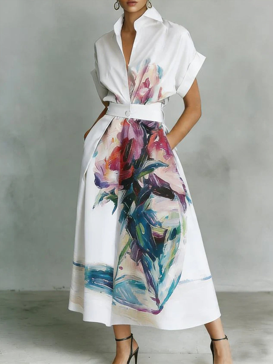 💫 Cotton Dress | Artistic Print, Clean Silhouette