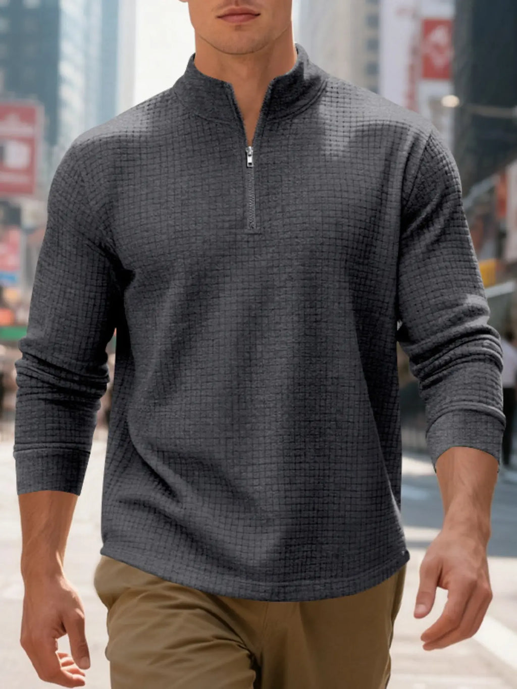 💝💝Men's Regular Fit Plain Half Zip Up Sweatshirt, Casual Long Sleeve Pullover for Spring & Fall, Fashion Men's Clothes for Daily Wear