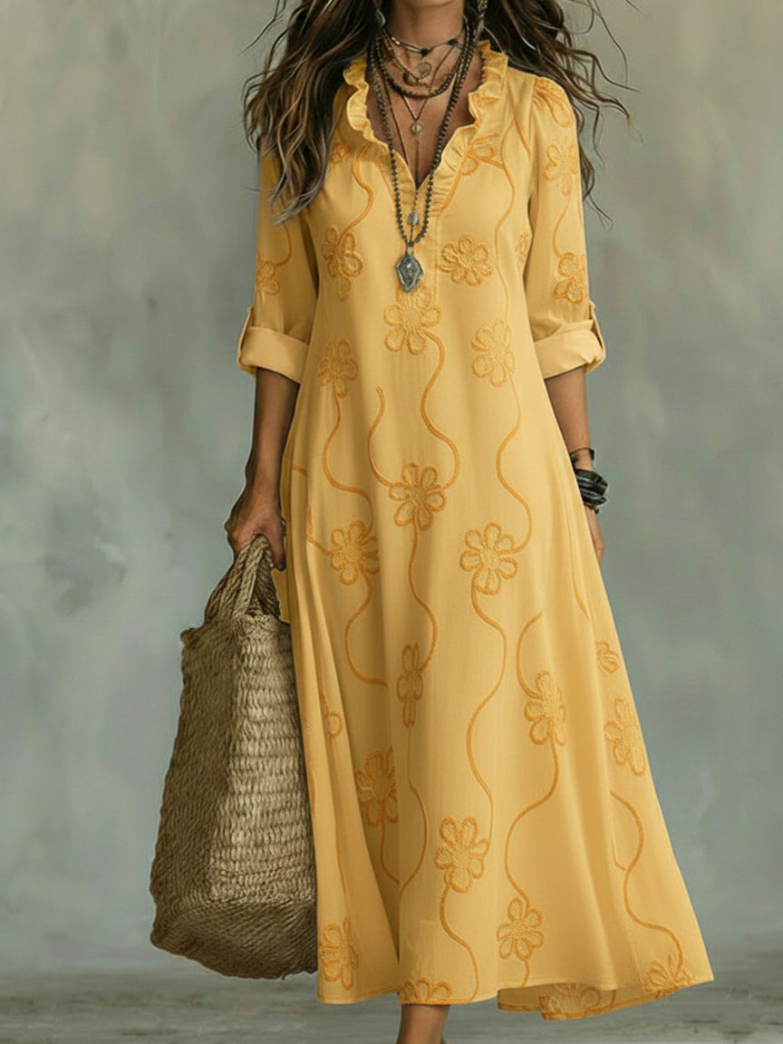 ✨ Free Shipping✨Retro Ruffled Collar Floral A-line Dress